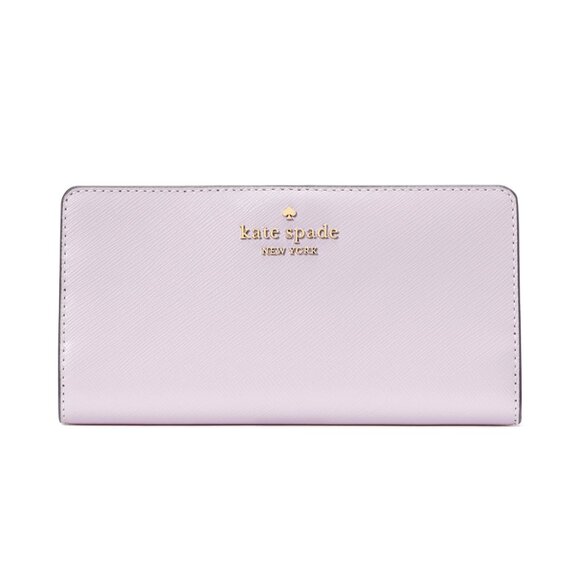 New Kate Spade Madison Large Slim Bifold Saffiano Leather Wallet Pastel Lavender - Picture 1 of 2